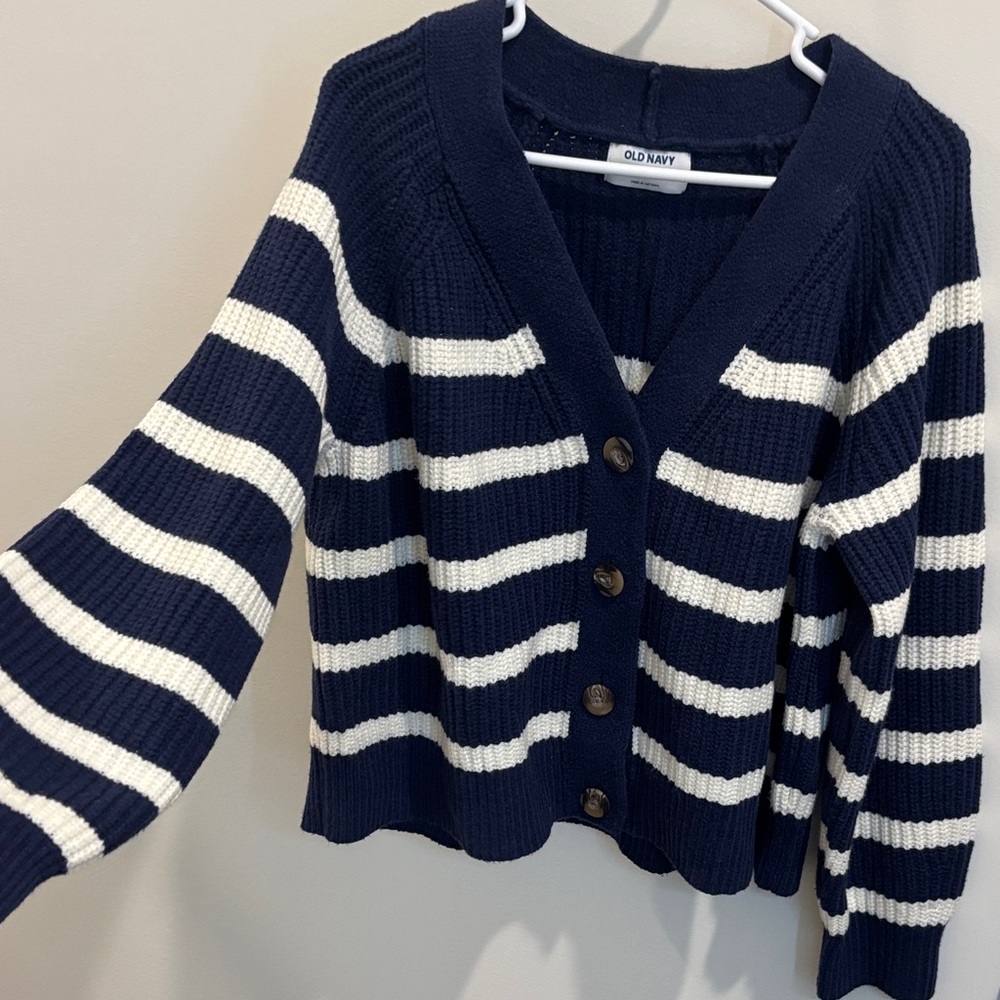 Old Navy - Navy and White Striped Women's Sweater
